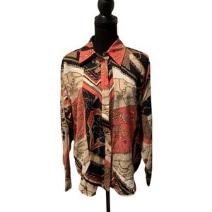 Hazel Chain Print Button Front Shirt Small NWT